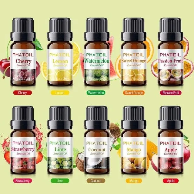 10pcs Fruit Fragrance Essential Oils Gift Set For Diffusers and Humidifiers