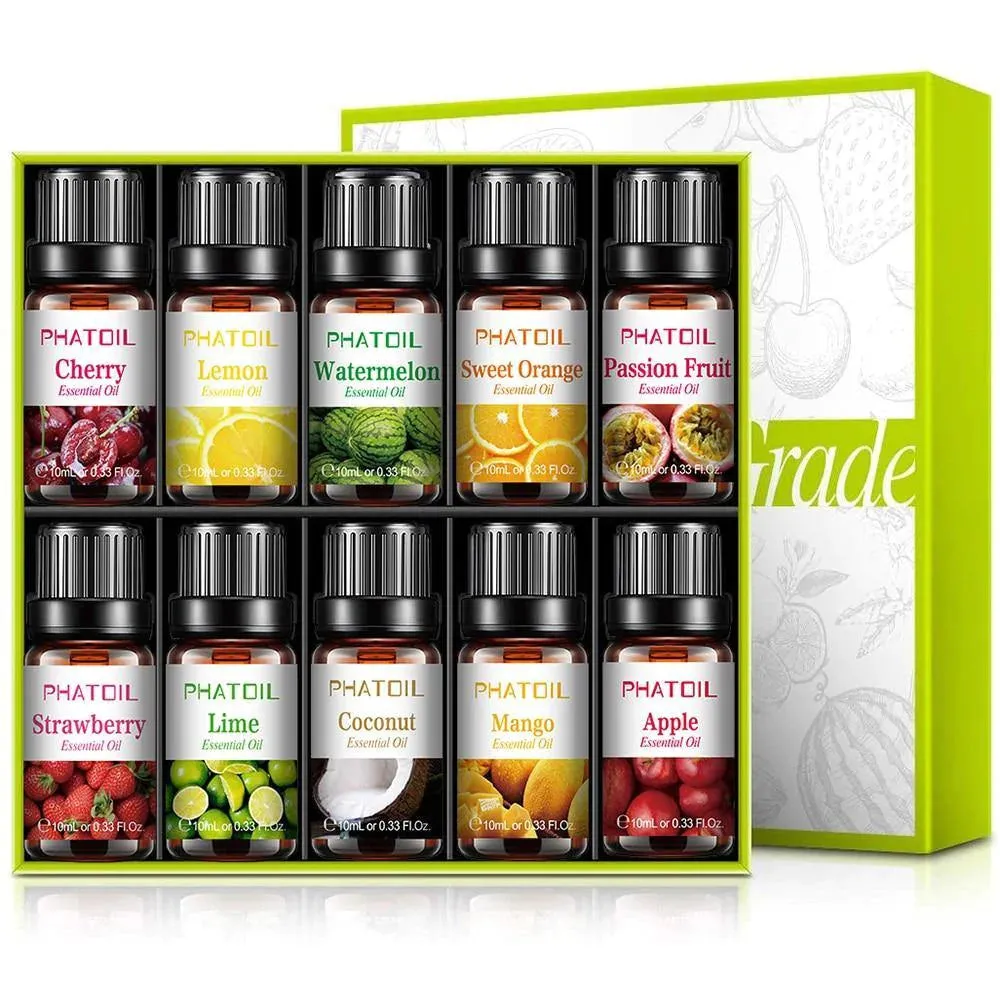 10pcs Fruit Fragrance Essential Oils Gift Set For Diffusers and Humidifiers