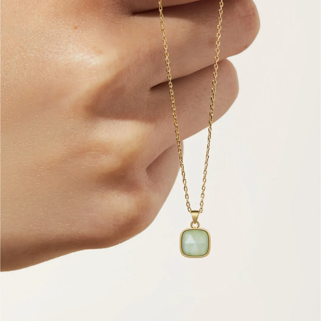 14K Gold Healing Crystal Necklace Natural Energy Stone Pendant Necklace - Aquamarine