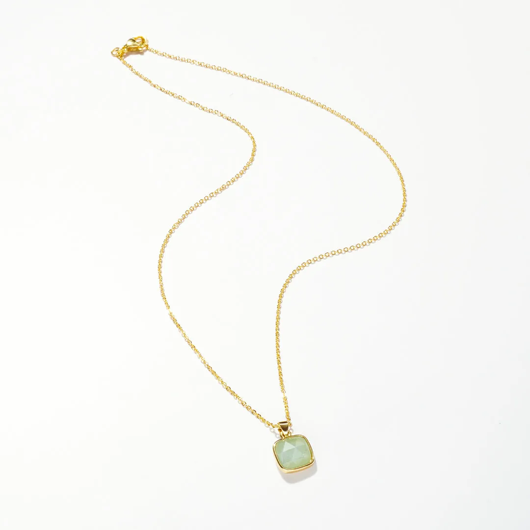 14K Gold Healing Crystal Necklace Natural Energy Stone Pendant Necklace - Aquamarine