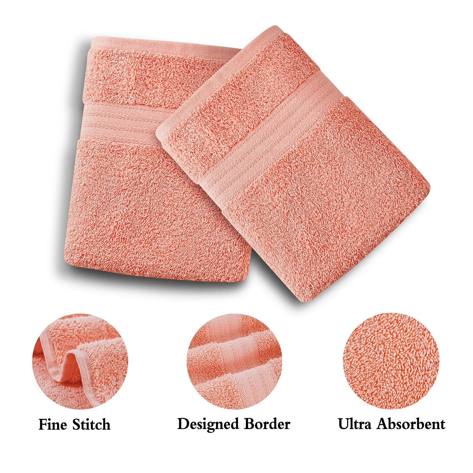 550GSM Absorbent Cotton Hand Towels Set of 4 - Coral Linenland