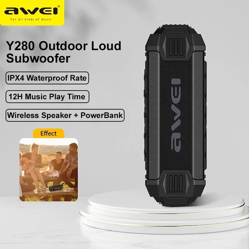 Awei Outdoor IPX4 Waterproof Wireless Bluetooth Speakers With Power Bank