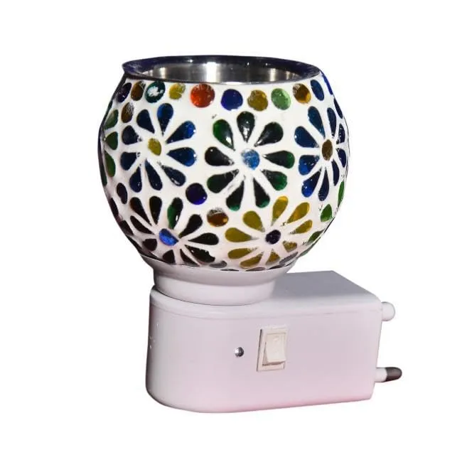 BHAWANI Traders Electric Ceramic Kapoor Dani Stand: Aromatic Essential Oil Diffuser & Night Lamp Aroma Diffuser with Night LED Lamp for Home, Office with On/Off Switch (M34)