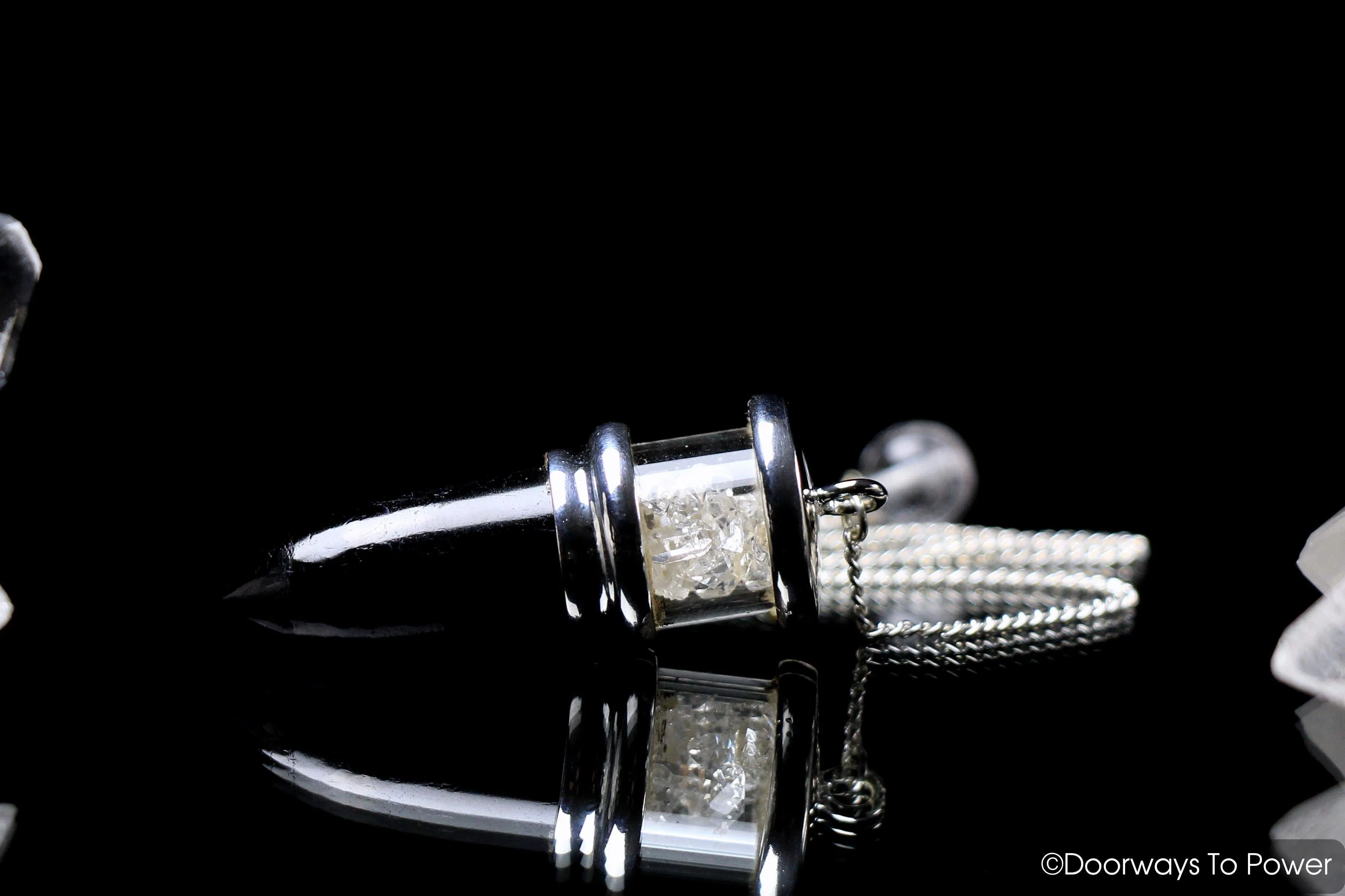 Black Tourmaline & Herkimer Diamonds Pendulum .925 SS