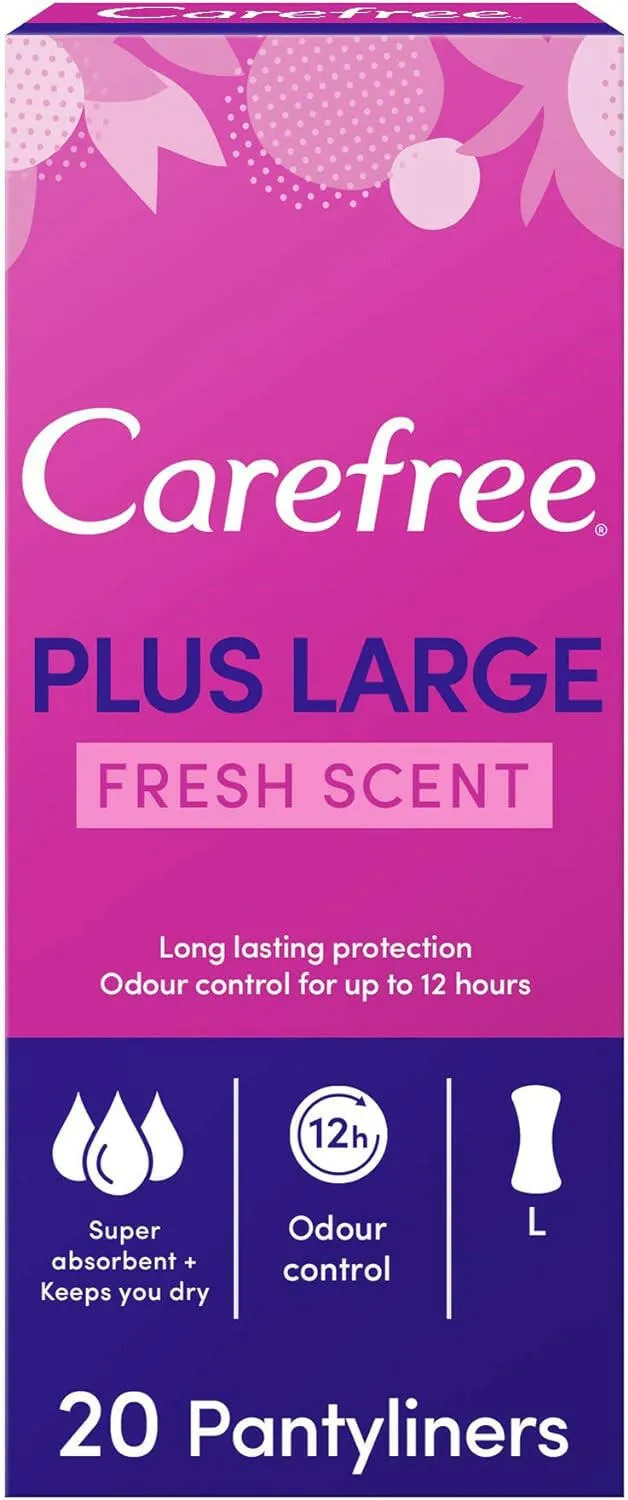 Carefree Daily Panty Liners, Plus Large, Fresh Scent, Pack of 20