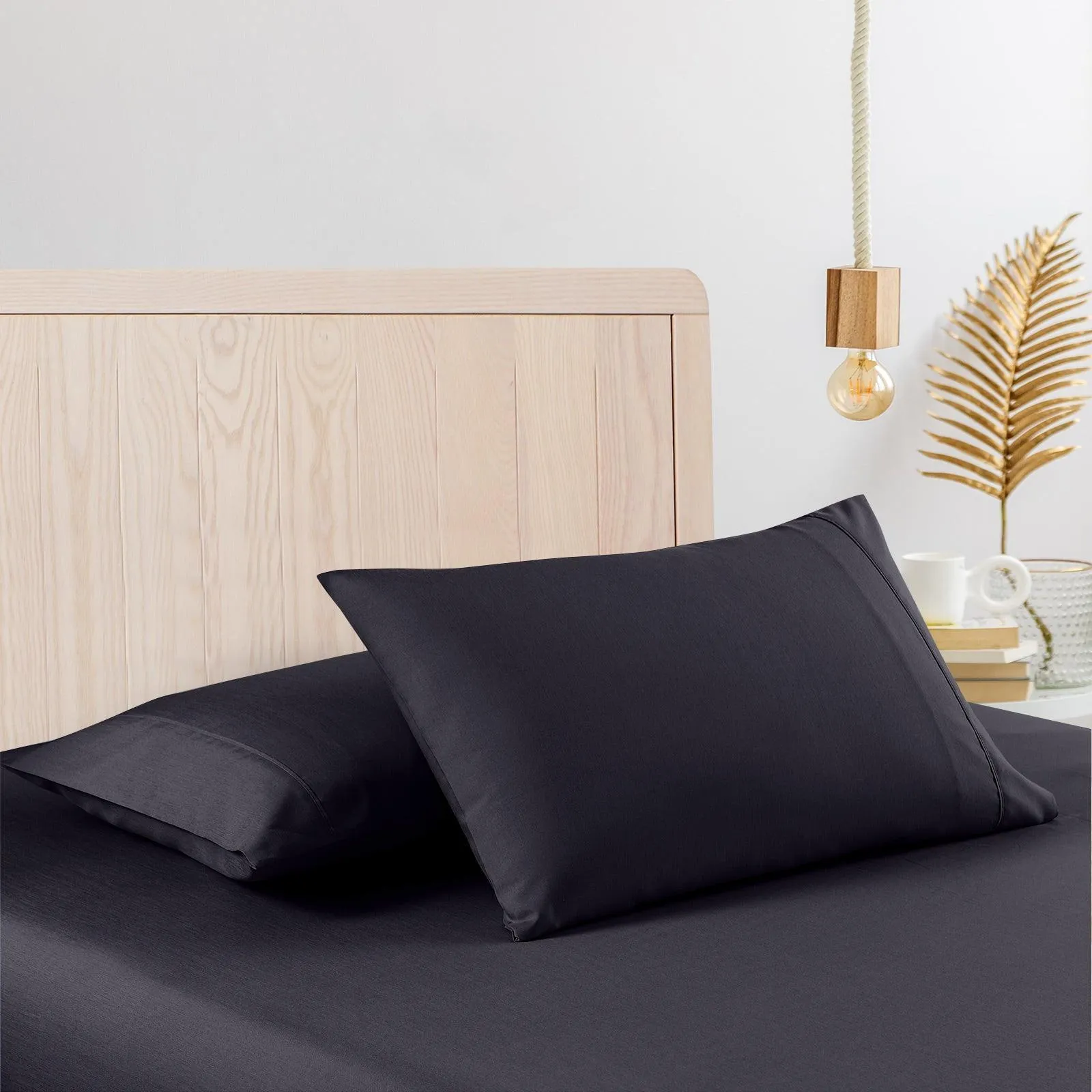 Casa Decor 2000 Thread Count Bamboo Cooling Sheet Set Ultra Soft Bedding - Double - Charcoal