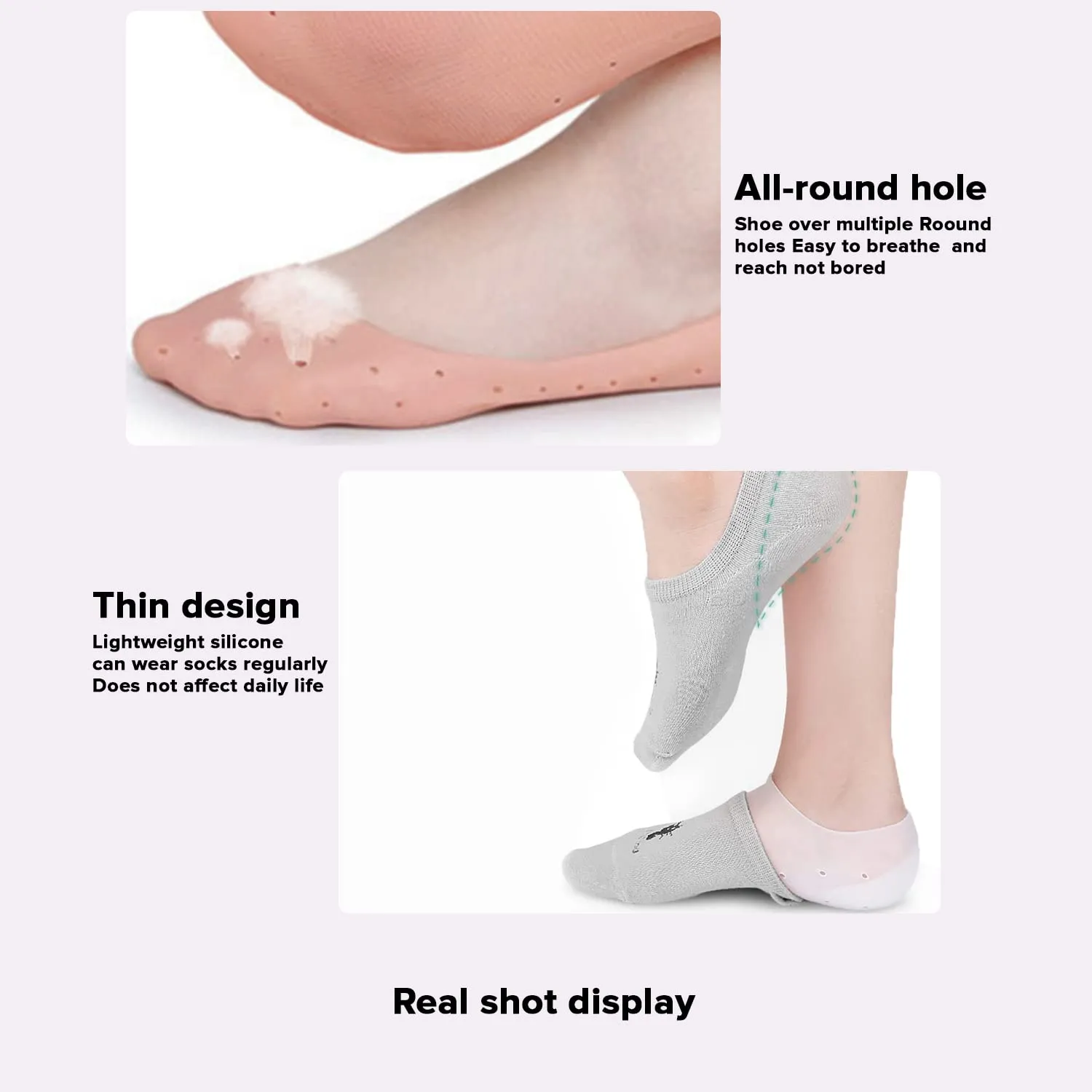 Dr Foot Silicone Moisturizing Heel Socks | For Dry, Cracked Heels, Rough Skin, Dead Skin, Calluses Remover | For Both Men & Women | Full Length, Small Size – 1 Pair (Pack of 3)