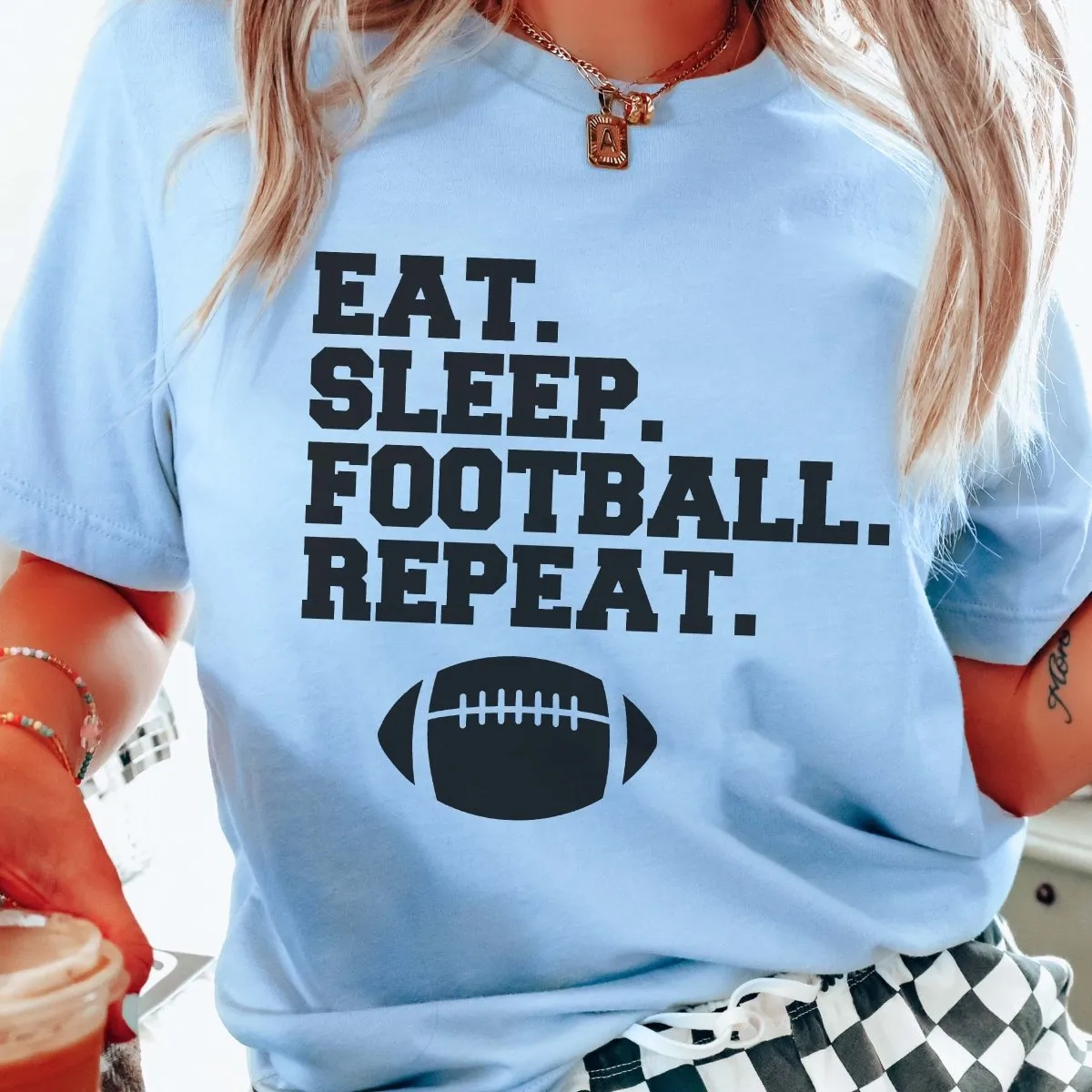 Eat Sleep Football Repeat Wholesale Graphic Tee - Fast Shipping