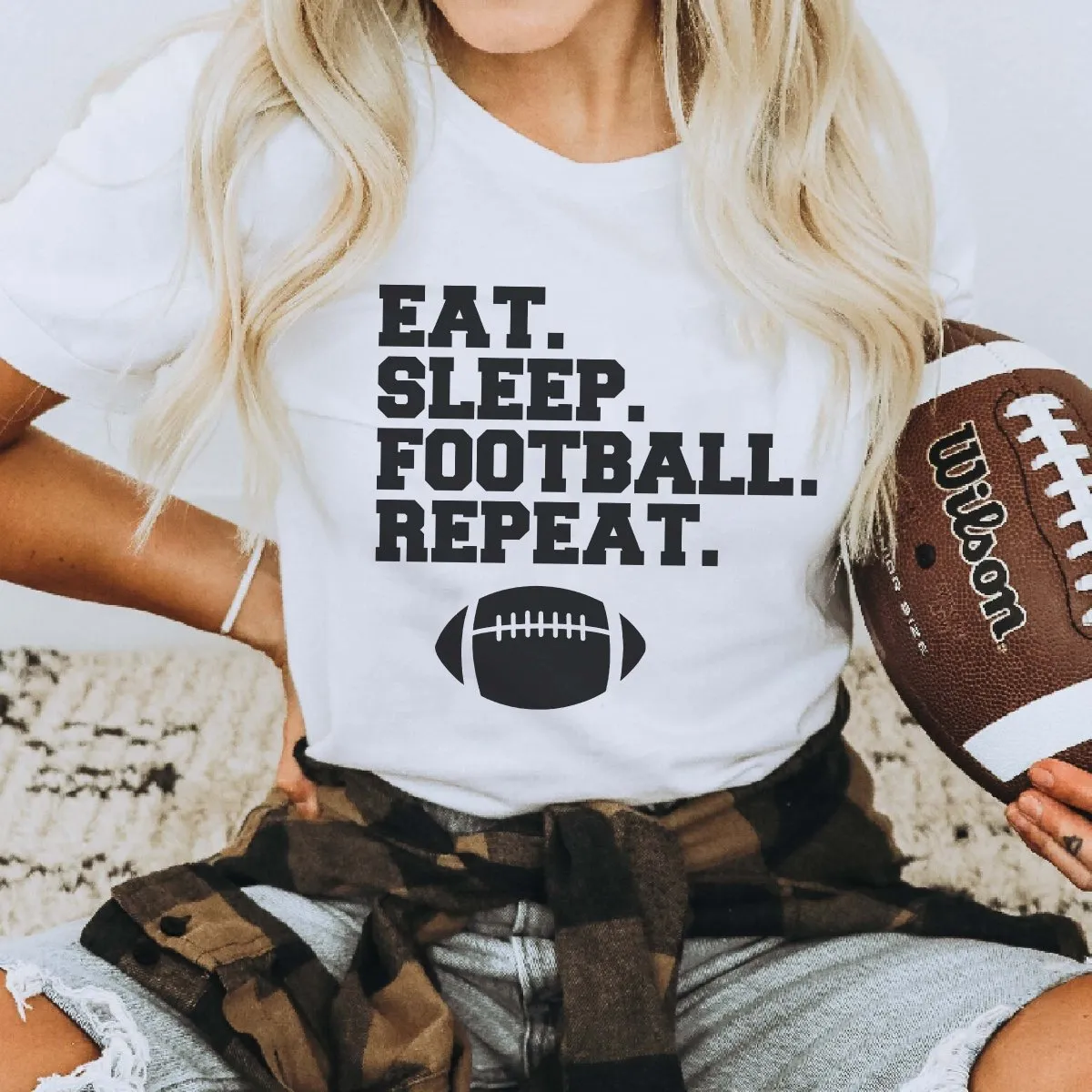 Eat Sleep Football Repeat Wholesale Graphic Tee - Fast Shipping