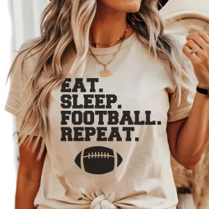 Eat Sleep Football Repeat Wholesale Graphic Tee - Fast Shipping