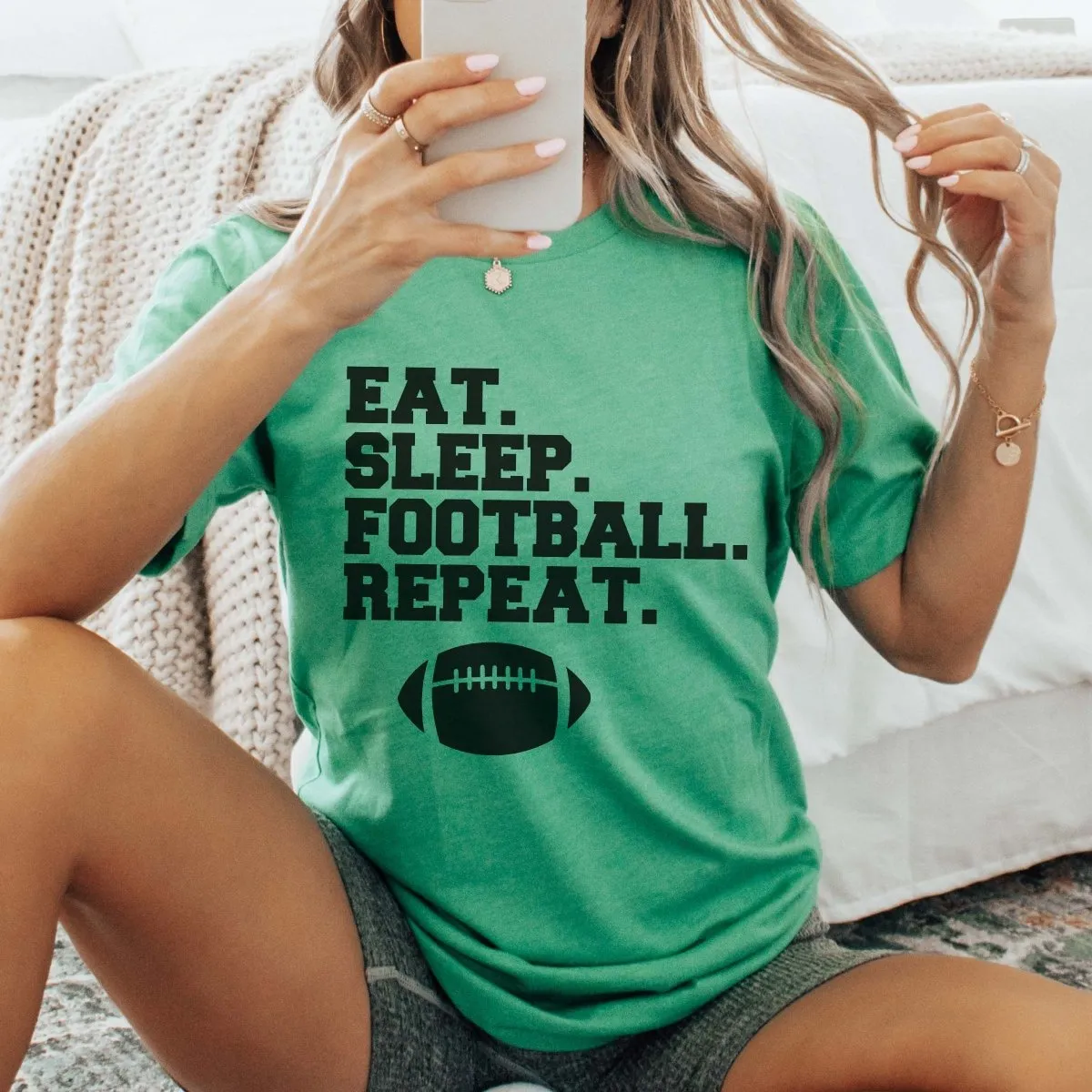 Eat Sleep Football Repeat Wholesale Graphic Tee - Fast Shipping