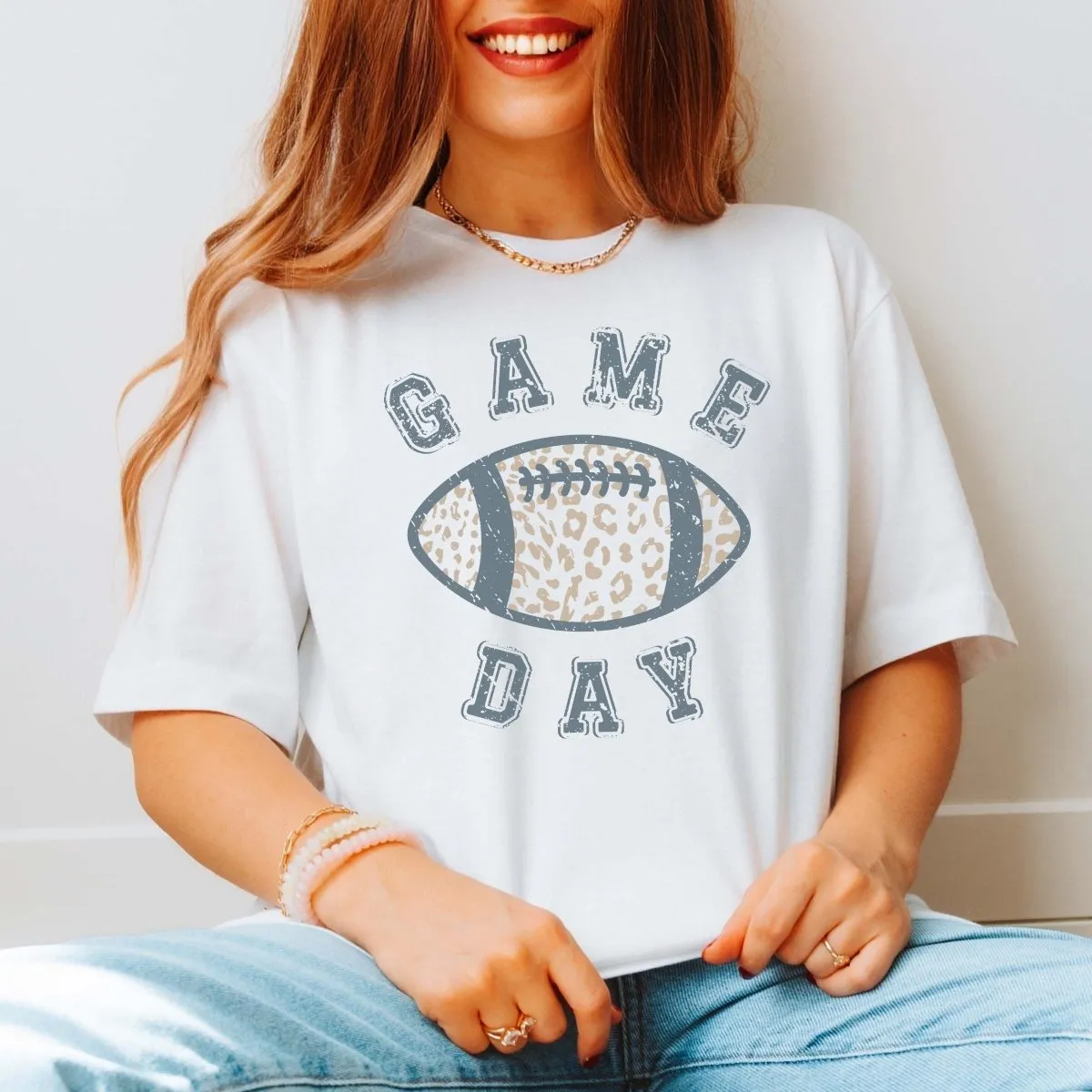 Game Day Leopard Football Wholesale Graphic Tee - Fast Shipping