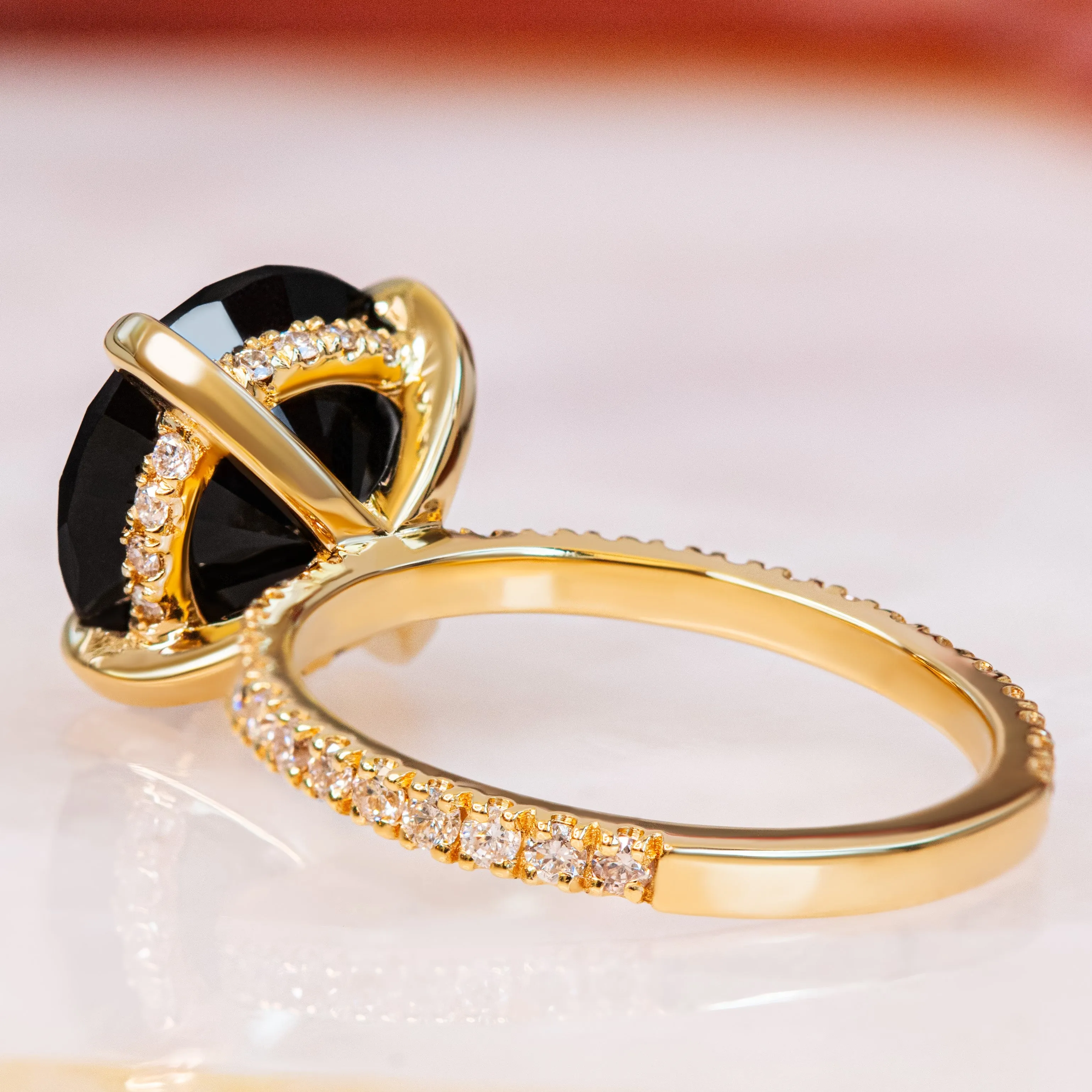 Gravastar- 5.14 Carats Natural Black Diamond Round Engagement Ring