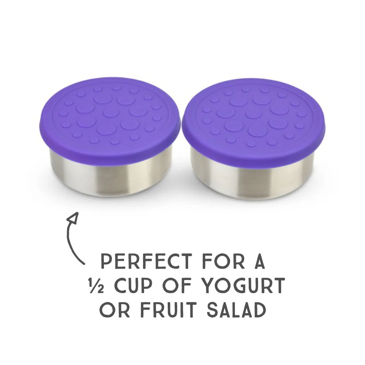 Lunchbots 4.5oz Large Stainless Steel Dip Containers with Silicone Lids - set of 2 - Assorted Colours