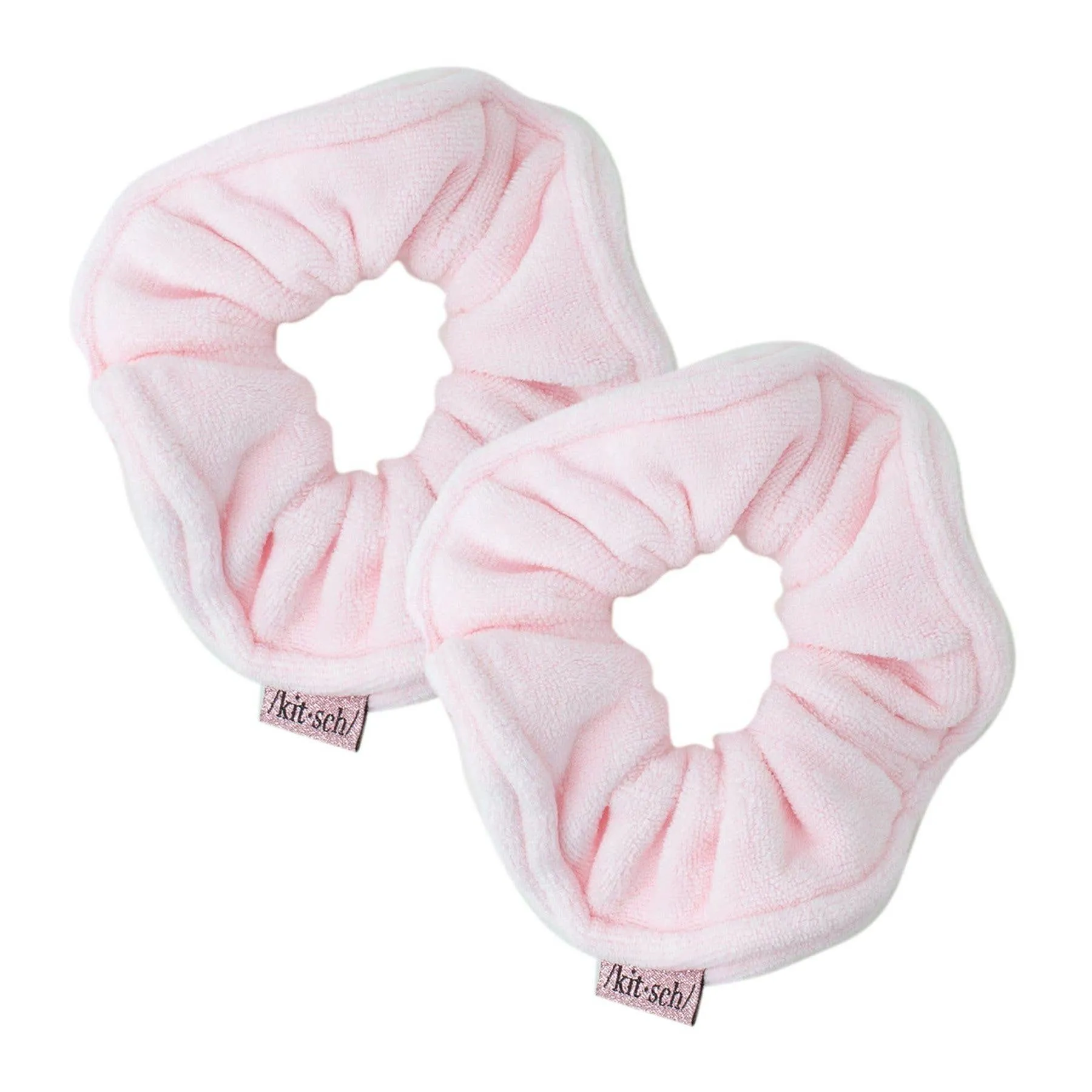 Microfiber Scrunchies - Package of 2 Kitsch Microfiber Towel Hair Scrunchies with Travel Pouch