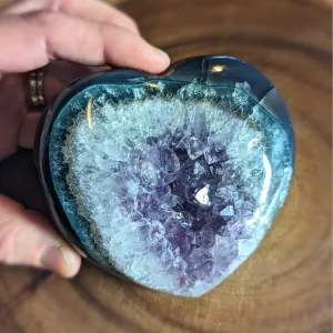 Tucson Unveiling~ Medium Natural Uruguay Amethyst Heart Geode Carving~