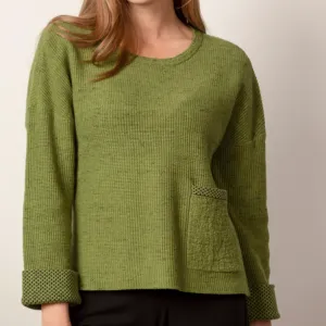 Waffle Knit Cotton Sweater - Green (Only L Left)