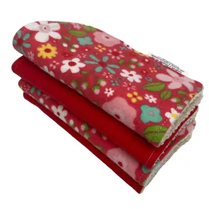 Wash Cloths - Minis - Florals and Solid Red